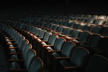 Fototapeta premium Empty theater seats in a darkened room