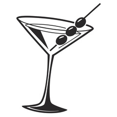 Martini Minimal Cocktail Glass Vector Icon.