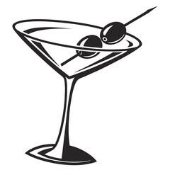 Martini Minimal Cocktail Glass Vector Icon.