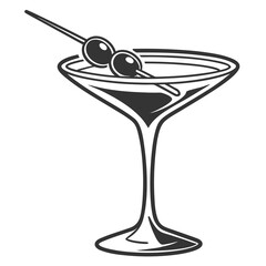 Martini Minimal Cocktail Glass Vector Icon.