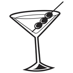 Martini Minimal Cocktail Glass Vector Icon.