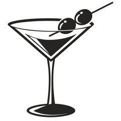Martini Minimal Cocktail Glass Vector Icon.