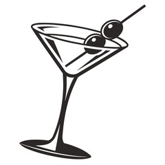 Martini Minimal Cocktail Glass Vector Icon.