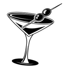 Martini Minimal Cocktail Glass Vector Icon.