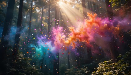  Particle Simulation of Rainbow Dust A visually stunning simulation depicting millions of rainbow particles suspended in air,