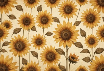  Retro Floral Repeat Evoke Nostalgia with a Beautifully Aged Sunflower Design Perfect for Crafting Home Decor