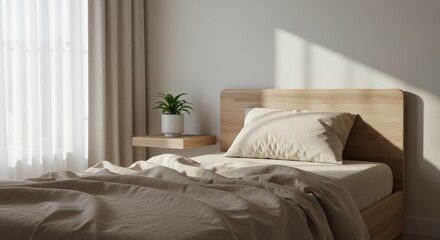 Serene Minimalist Bedroom Interior with Natural Light