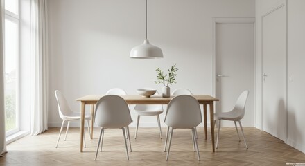 Fototapeta premium Bright and Modern Minimalist Dining Room Interior Design