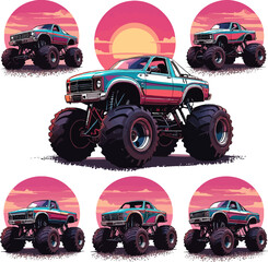 Vector art of monster trucks are ready to crush © Sraboni