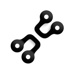 Abstract black and white geometric shape with curves and circles forming a modern artistic design element