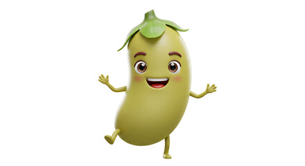 Cartoon Eggplant Character Smiling