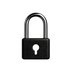 Black padlock with metallic shackle isolated on a white background demonstrating security and protection concepts in design