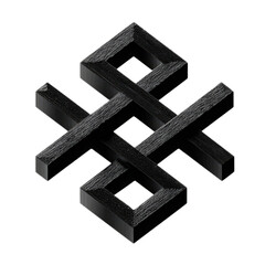 Black geometric shapes arranged in a modern artistic pattern on a clean white background showcasing elegance and creativity