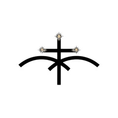 Elegant silver cross design with decorative elements and stylized floral accents for religious and spiritual themes