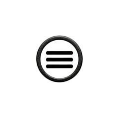Stylish black round button with silver horizontal lines in the center, suitable for modern design and user interface applications