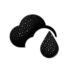 Illustrative image of raindrops on a cloud depicting weather conditions and nature symbols in a minimalist style