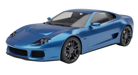 Fototapeta premium Detailed shot of a glossy blue sports car.