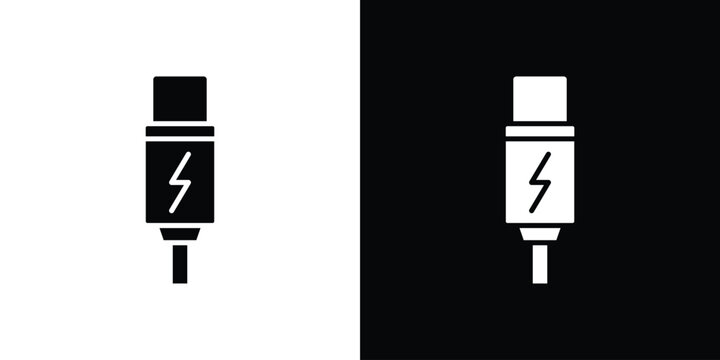 USB type c icon design. Black flat style sign for mobile concept