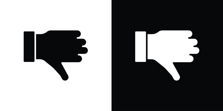 Thumb down icon design. Black flat style sign for mobile concept