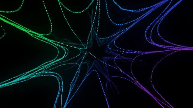 Abstract Colorful Star Pattern with Vibrant Lines and Glowing Effects