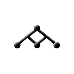 Abstract geometric design with black lines and circles creating a unique pattern on a transparent background