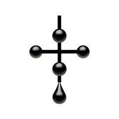 Minimalist design of an abstract symbol with geometric shapes and fluid lines in black on a transparent background