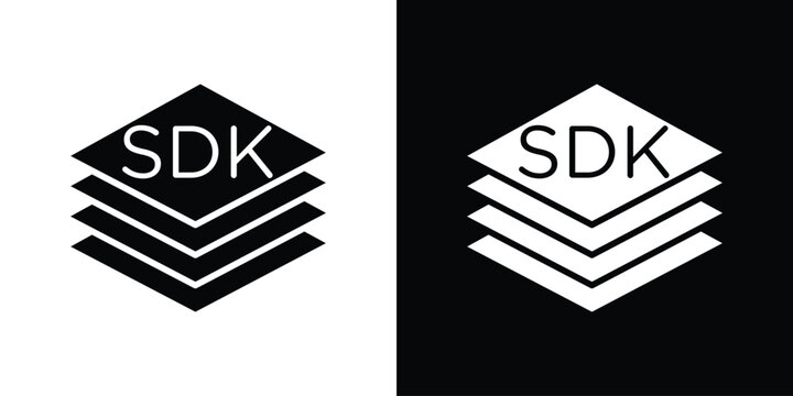 SDK icon design. Black flat style sign for mobile concept