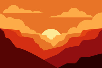 canyon sunset with clouds and warm orange tones