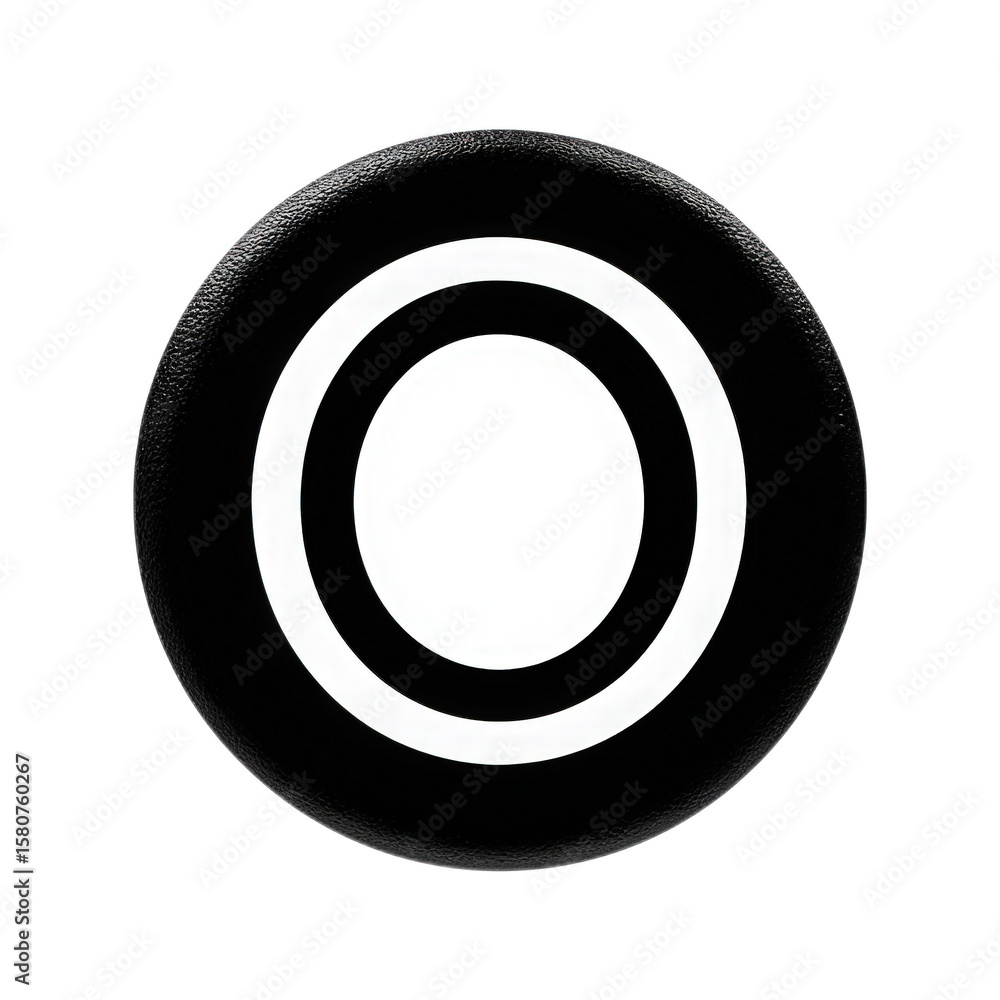 Poster black and white decorative round object with central circle and outer ring for design or artistic us