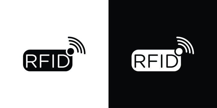 RFID icon design. Black flat style sign for mobile concept