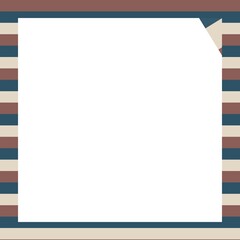 Fototapeta premium Retro-style striped frame in blue, brown, and beige with a white space for text or images.