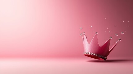 Obraz premium elegant princess crown with soft sparkles, light pink background