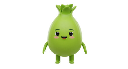 Cute Smiling Green Plant Character