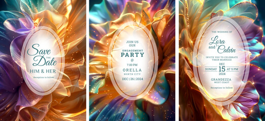 Luxury wedding invitation template design, Luxury greeting design, save the date design, colorful texture, Hand drawn texture design for invitation