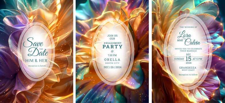 Luxury wedding invitation template design, Luxury greeting design, save the date design, colorful texture, Hand drawn texture design for invitation