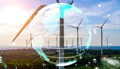 Global wind farm with digital overlay