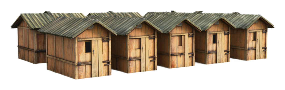 Barracks for Military and Historical Structures - Isolated on White Background