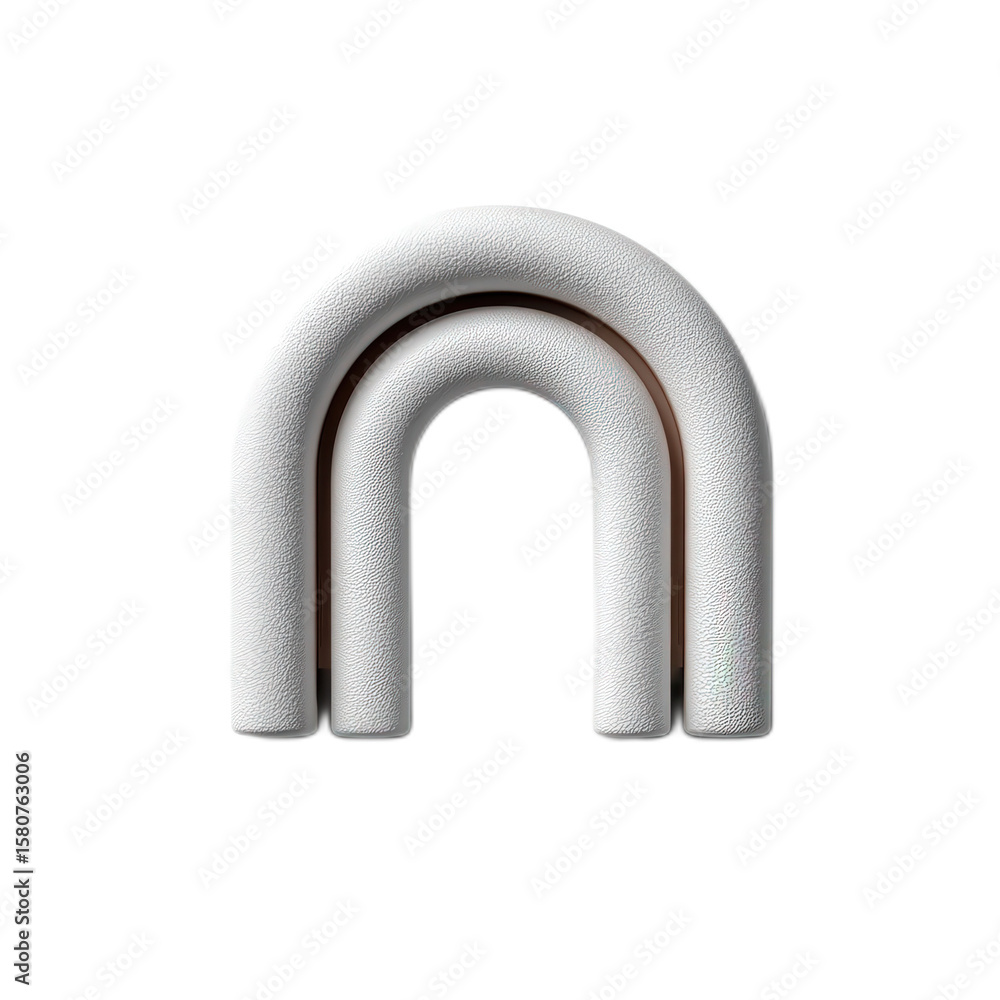 Poster abstract geometric shape in white color resembling an arch, suitable for modern design and artistic 