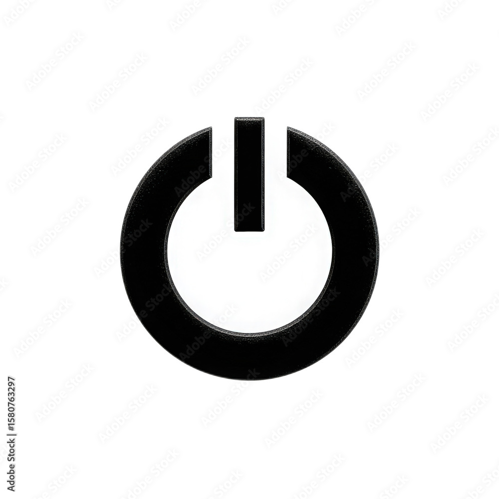 Poster black power button symbol isolated on transparent background for technology and digital concepts
