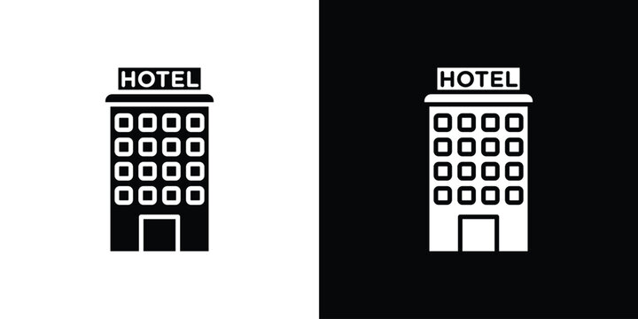 hotel icon design. Black flat style sign for mobile concept