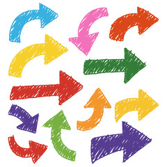 Hand-drawn Colorful Arrows Set Vector Illustration