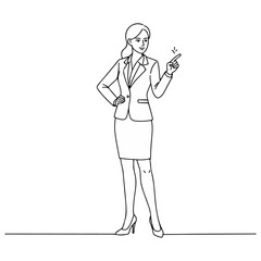 Businesswoman Silhouette Walking Line Art Vector