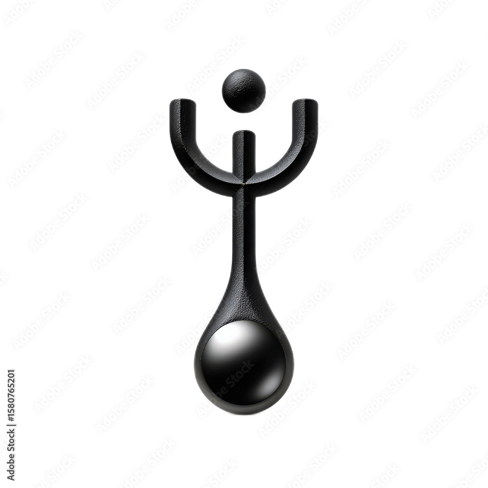 Poster abstract black sculpture representing balance and harmony between different shapes and forms in a mi