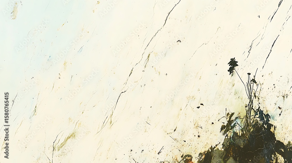 Poster abstract botanical composition with faded tones suggesting serene and subtle expressionism