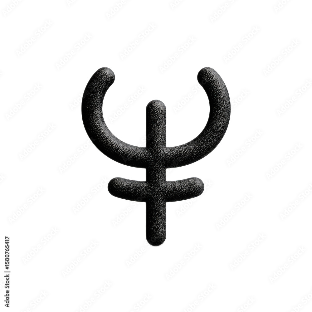 Poster black textured symbol representing the planet neptune with contrasting design elements on a transpar
