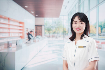 Fototapeta premium 化粧品店で働く若い女性スタッフ
