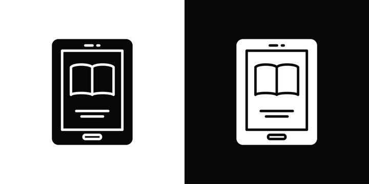 Ebook icon design. Black flat style sign for mobile concept