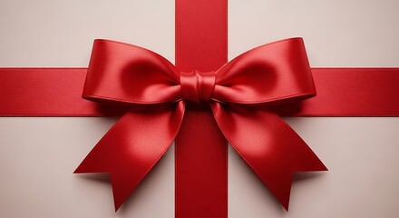 Close up of a red satin ribbon tied into a bow on a light background silk