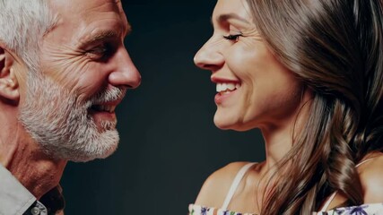Joyful interaction between a laughing couple sharing a moment of connection and happiness