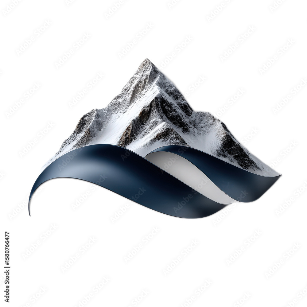 Poster abstract mountain and wave design showcasing harmony between nature and fluidity in a modern and art